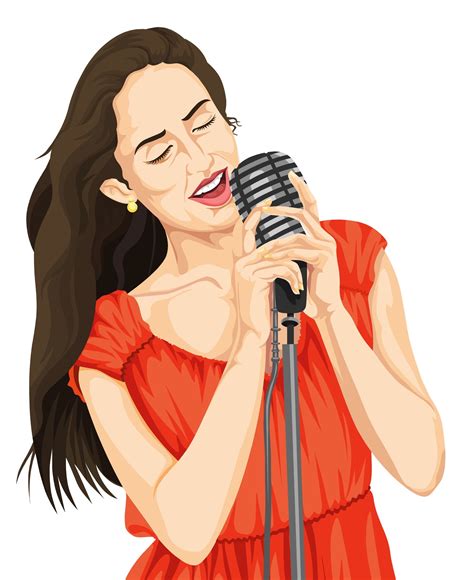 vector illustration  woman singing  microphone apprendre  chanter facile