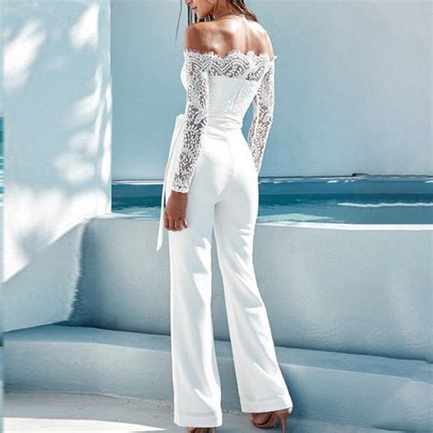 Lace Stitching One Neck Flared Jumpsuit – Fadlk