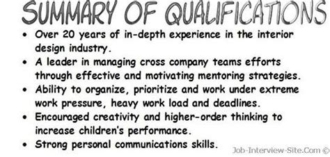 resume qualifications examples resume summary  qualifications