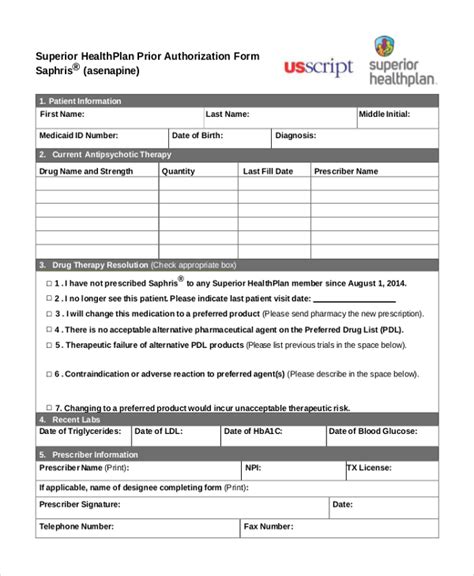 Free 8 Sample Prior Authorization Forms In Pdf Ms Word