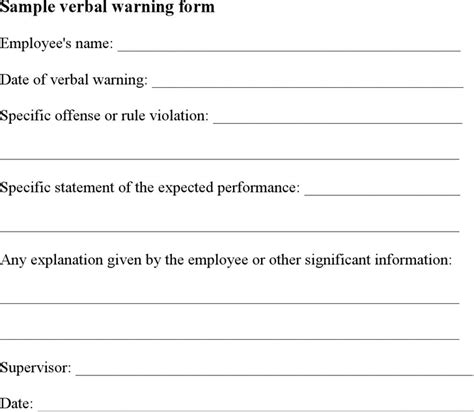 verbal warning template template   speedy template