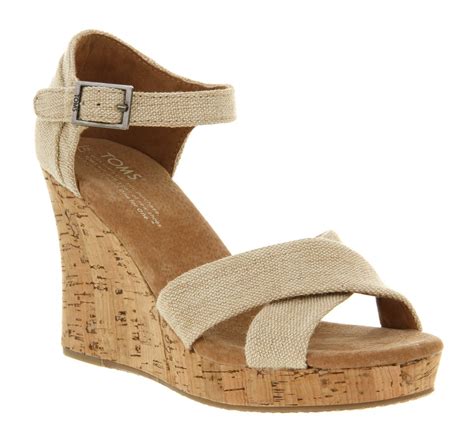 lyst toms strappy wedge sierra  natural