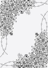 Coloring Pages Borders Border Floral Adult Printable Book Flower Colouring Flowers Bloemen Adults Vuxna Kids För Sheets Målarbok Colorare Da sketch template