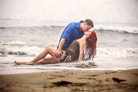 Couple Kissing On The Beach People In Photography On