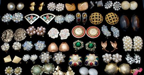 jewelry ladys store collection  vintage clip earrings  pairs