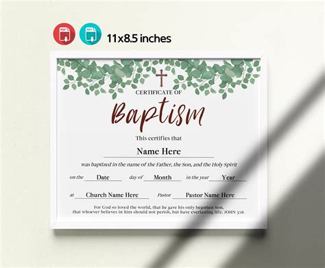 baptism certificate    editable baptism etsy