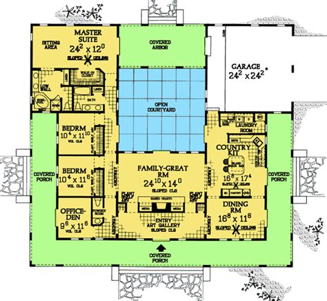 shaped house plans  central courtyard  house plans  home design ideas pool
