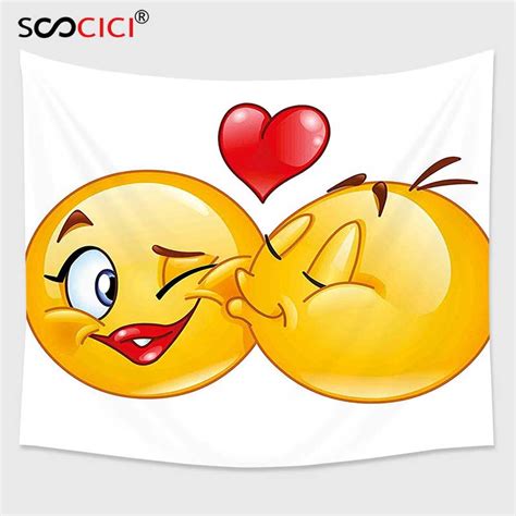 Cutom Tapestry Wall Hanging Emoji Romantic Flirty Loving