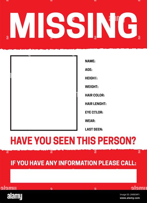 missing person poster template stock vector image art alamy