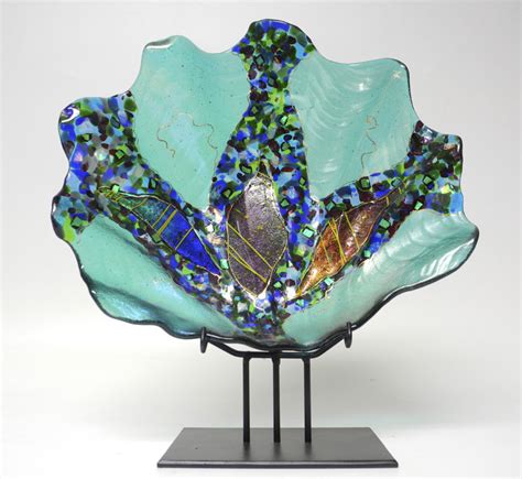 Sea Glass Shell On Stand By Karen Ehart Art Glass