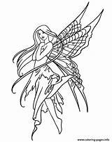 Fairy Coloring Cartoon Pages Wings Flying Printable Print sketch template
