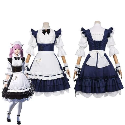 Final Fantasy Xiv Lalafell Cosplay Costume Maid Dress Halloween Outfit
