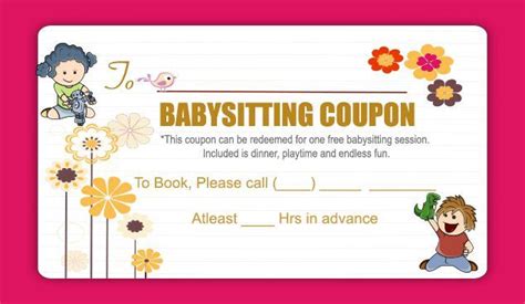 babysitting coupon  babysitting coupon coupon template love coupons