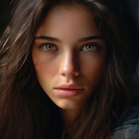 Close Up Portrait Of A Young Actress With Dreamy Eyes And Detailed Skin