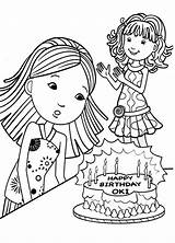 Coloring Groovy Pages Blow Candles Birthday Girl Cake Comments Coloringhome sketch template
