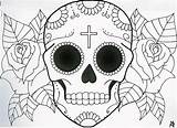 Skull Sugar Coloring Drawing Drawings Pages Simple Easy Tattoo Mexican Flowers Printable Culture Caveira Girly Designs Roses Kids Clipart Deviantart sketch template