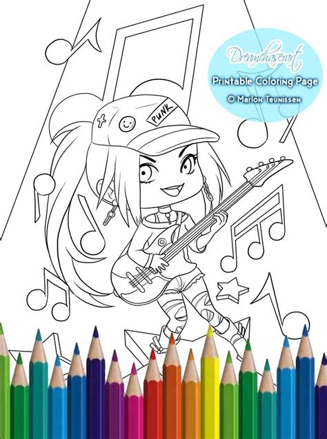 rockstar single  coloring page dreamchaserart