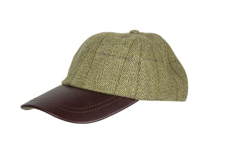 edinburghoutdoorwear leather peak tweed baseball cap sage edinburgh