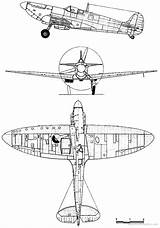 Spitfire Supermarine Drawing Blueprint sketch template