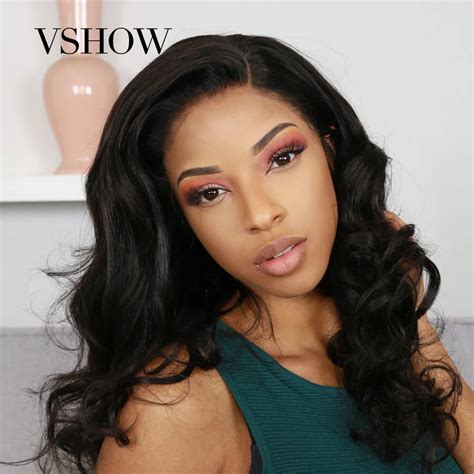 vshow peruvian body wave lace front human hair wigs 150 short lace