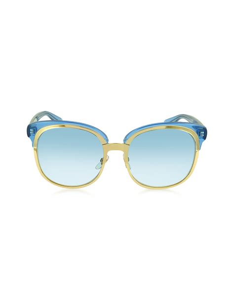 gucci gg s eyyst light blue womens sunglasses in blue light blue gold