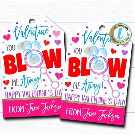 valentine bubble tags  blow   printable template tidylady
