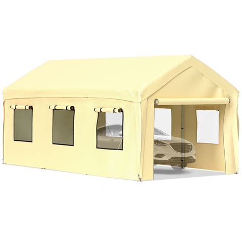 vevor    ft carport car canopy heavy duty garage shelter   legs removable sidewalls