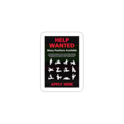 Help Wanted Sex Positions Funny Stickers By Asianman101