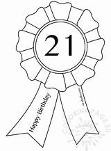 Award Birthday 21st Ribbon Template Coloring sketch template