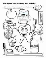 Coloring Teeth Dental Pages Health Printable Tooth Healthy Hygiene Brush Drawing Kindergarten Body Worksheets Oral Toothbrush Cartoon Colouring Kids Sheets sketch template