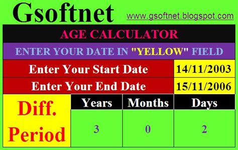 calculatre  length  service  excel easily gsoftnet