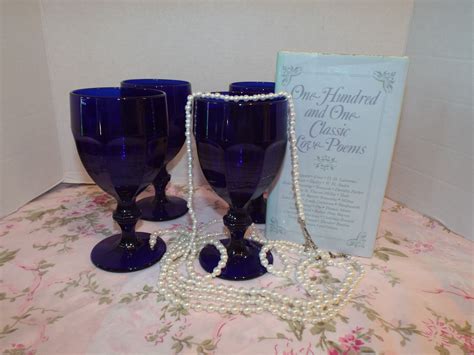 Cobalt Blue Water Glasses Vintage Stemware Etsy Vintage Stemware