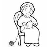 Knitting Coloring Pages Grandmother sketch template
