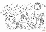 Coloring Fox Cute Flower Pages Fall Printable sketch template