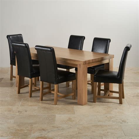 chunky dining set  oak ft  table  black chairs