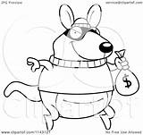 Kangaroo Robbing Bank Clipart Cartoon Outlined Coloring Vector Cory Thoman Royalty sketch template