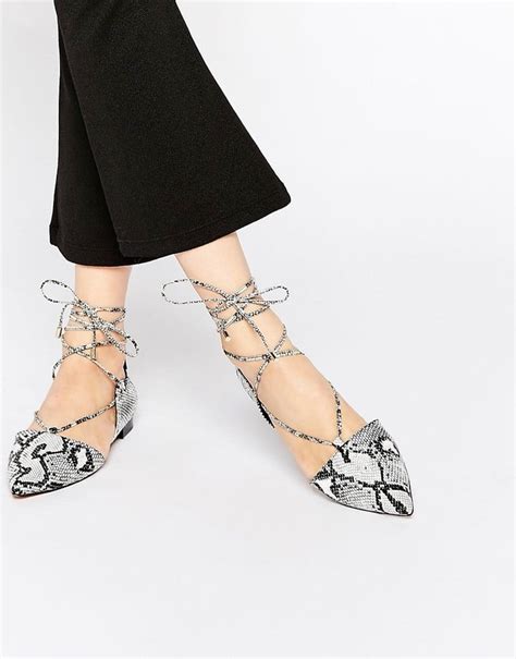 Asos Locket Lace Up Pointed Ballet Flats 36 Best Flats For Spring