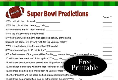 printable super bowl predictions game card