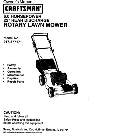 Craftsman 917377171 User Manual Gas Walk Behind Lawnmower Manuals And