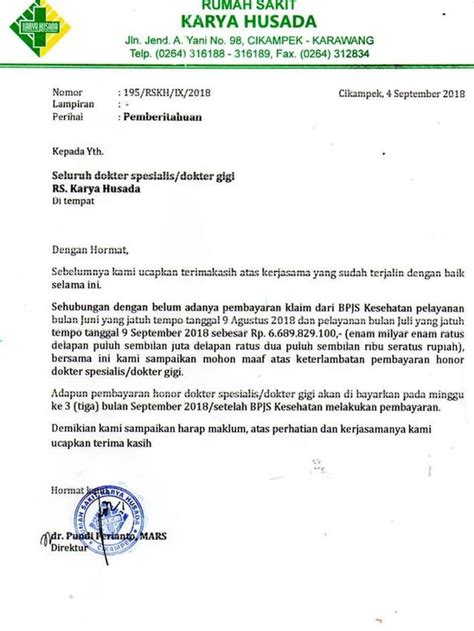 Contoh Surat Tagihan Rumah Sakit Bertemuco