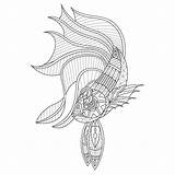 Betta Fisch Premium Zentangle Lineal Vektoren sketch template