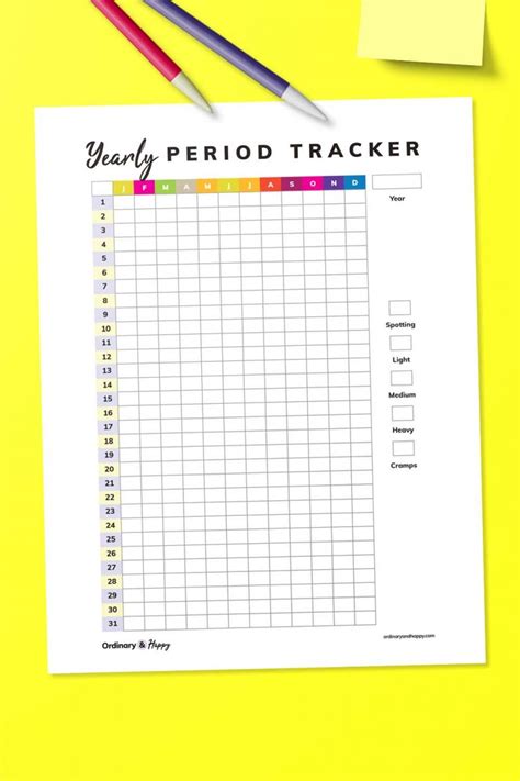 cute period tracker printable
