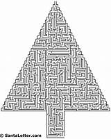 Mazes Maze Christmas Hard Tree Puzzles Coloring Print Games Xmas Adults Worksheets Printables sketch template