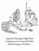 Coloring Squanto Pages Pilgrims Sisters Three Corn Thanksgiving Indians Pilgrim Plant History Wampanoag Clipart Planting American Food Beans Squash Hoops sketch template