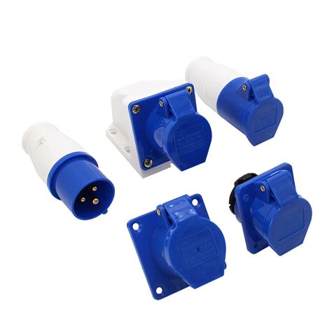 Industrial Plug Socket 16 32a 3p 4p 5p Blue Red Ip44 Waterproof Male