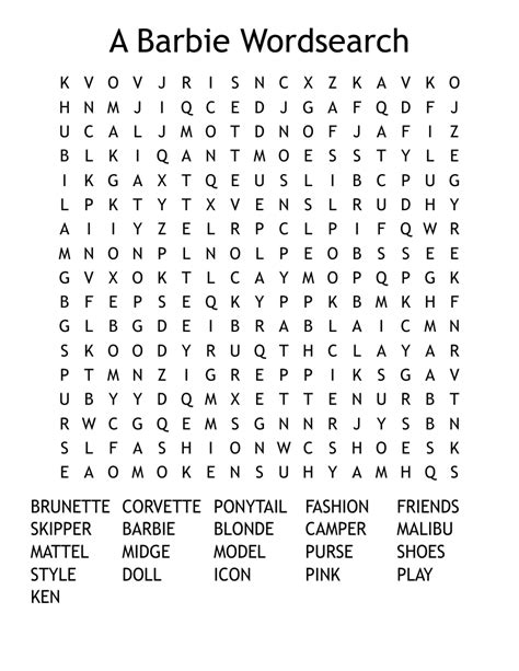 barbie word search