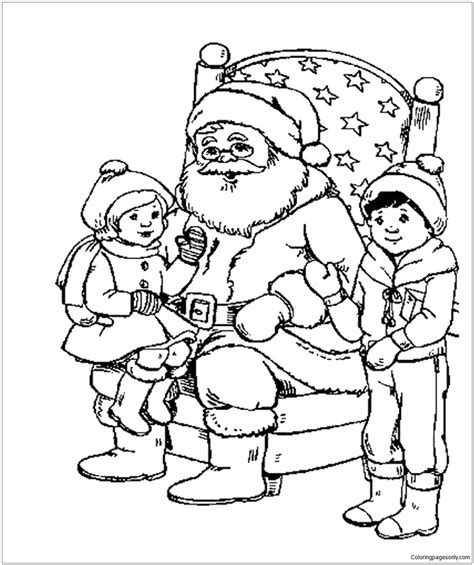 kids  santa christmas coloring page  printable coloring pages