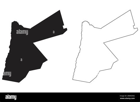 laenderkarte jordanien schwarze silhouette und umriss isoliert auf