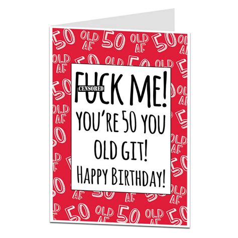 Funny Rude 50 50th Happy Birthday Card For Husband Wife Brother Sister