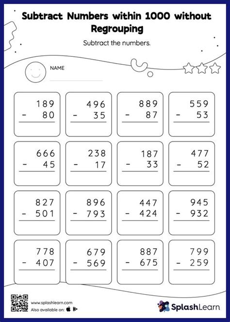 subtract    regrouping worksheets   graders